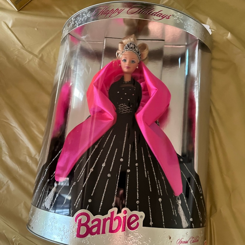Barbie Holiday Doll in Elegant Black and Pink Ensemble